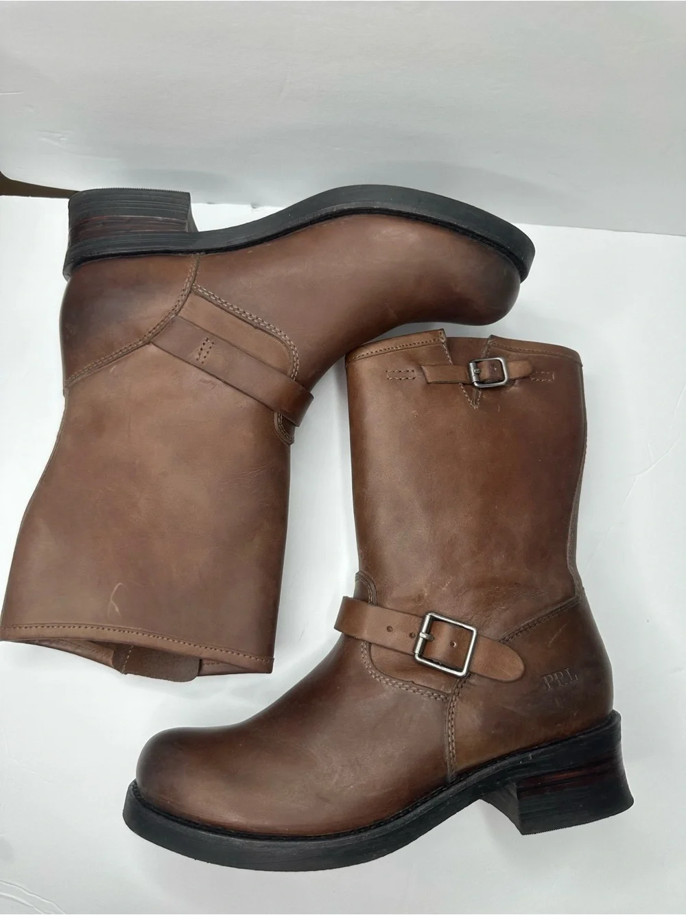 Polo by Ralph Lauren Brown Leather Harness Mid-Calf Boots